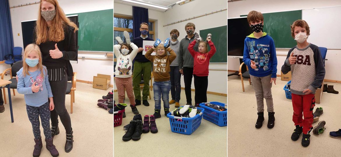 Introbild Warme Schuhe für die Schüler der Hachede Schule finanziert durch Hörer helfen Kindern