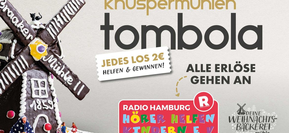 Introbild Knuspermühlentombola der Braaker Mühle für Hörer helfen Kindern