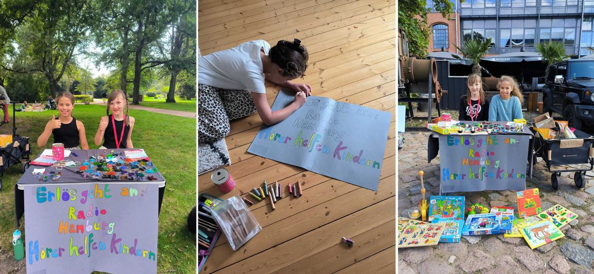 Introbild Anouk und Ida sammeln mit Bastelaktion für Hörer helfen Kindern