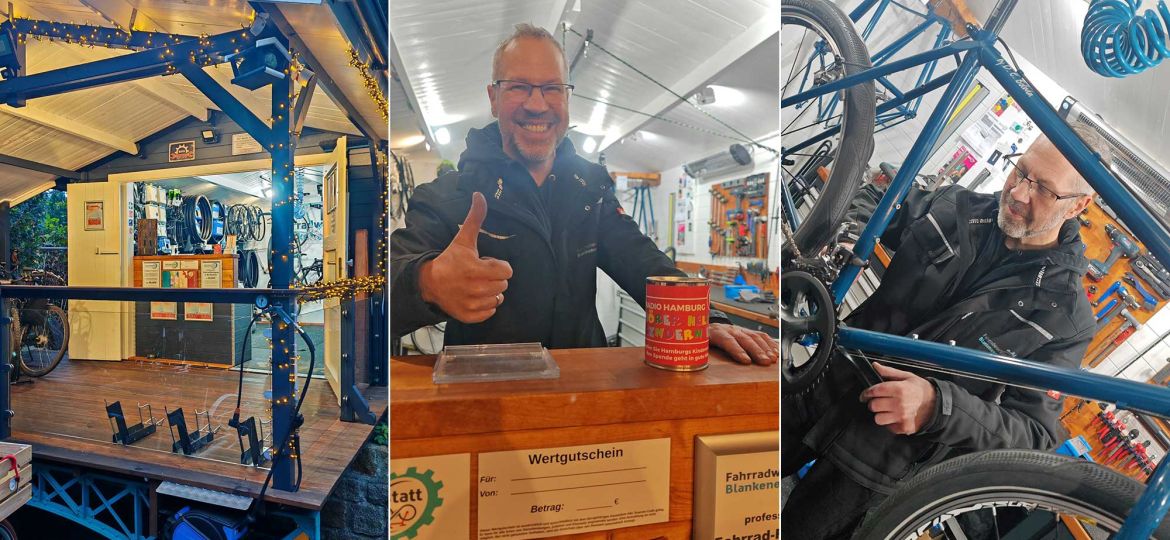 Introbild Spendenaktion der Fahrradwerkstatt Blankenese für Hörer helfen Kindern